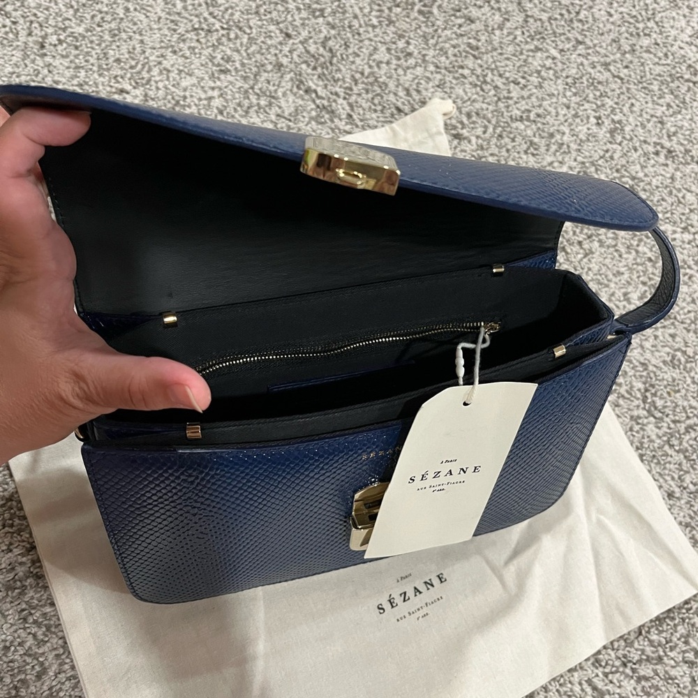 SEZANE Snakeskin Blue Milo Bag - Picture 6 of 8